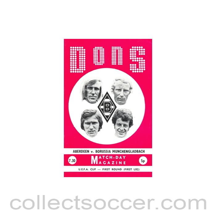 1972 - Aberdeen v Borussia Munchengladbach official programme Season 1972-73