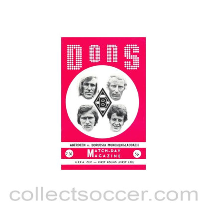 1972 - Aberdeen v Borussia Munchengladbach official programme Season 1972-73