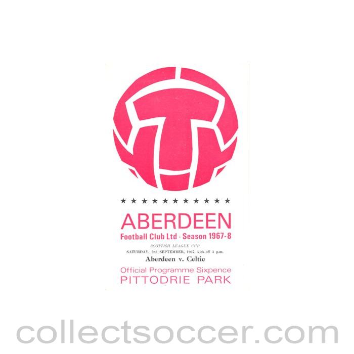 1967 - Aberdeen v Celtic official programme 02/09/1967 Scottish League