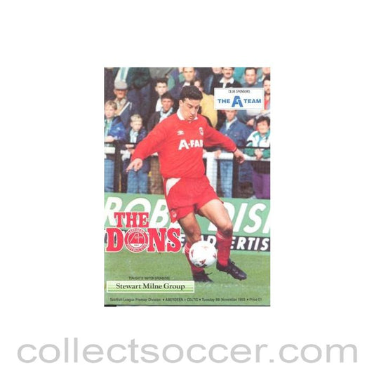 1993 - Aberdeen v Celtic official programme 09/11/1993 Scottish League