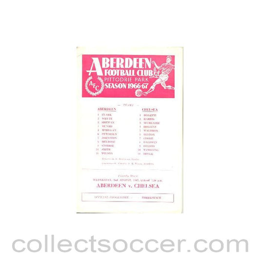 1967 - Aberdeen vChelsea official programme 02/08/1967