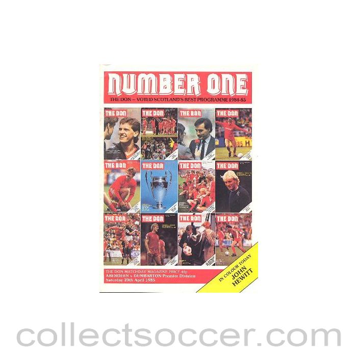 1985 - Aberdeen v Dumbarton official programme 20/04/1985