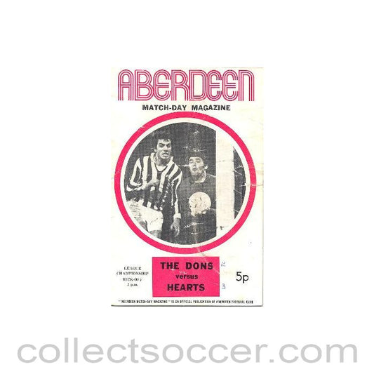 1971 - Aberdeen v Hearts official programme Season 1971-1972