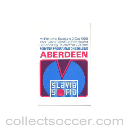 1968 - Aberdeen v Slavia, Sofia, Bulgaria official programme 02/10/1968
