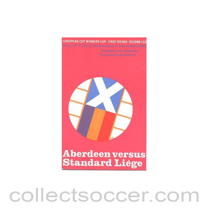 1967 - Aberdeen v Standard Liege, Belgium official programme 06/12/1967