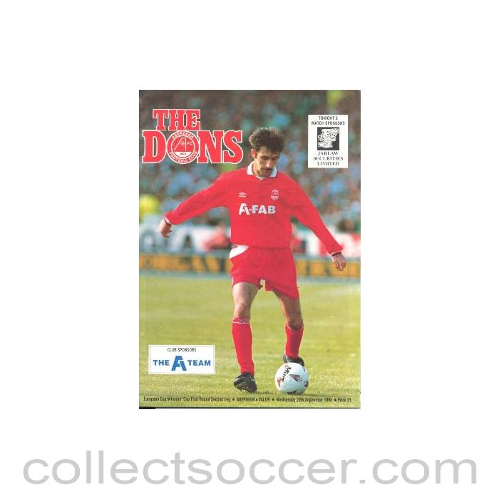 1993 - Aberdeen v Valur official programme 29/09/1993