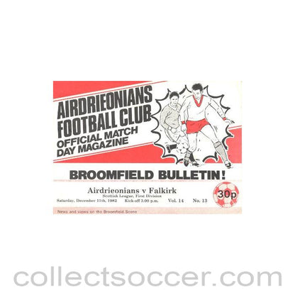 1982 - Airdrieonians v Falkirk official programme 11/12/1982