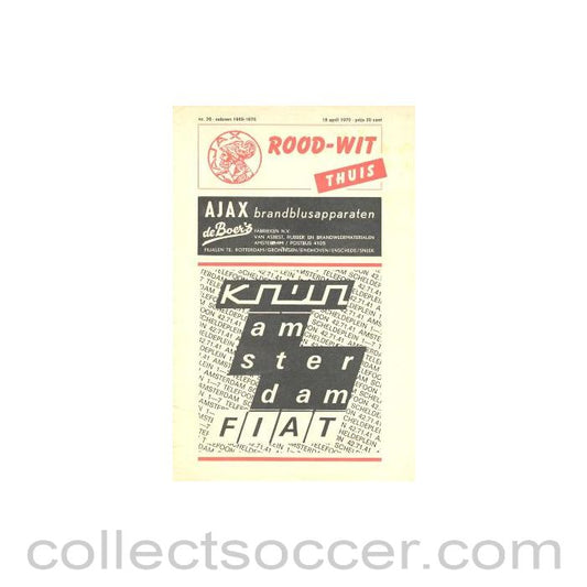 1970 Ajax v Arsenal European Fairs' Cup Semi-Final official programme 15/04/1970 Very Rare!