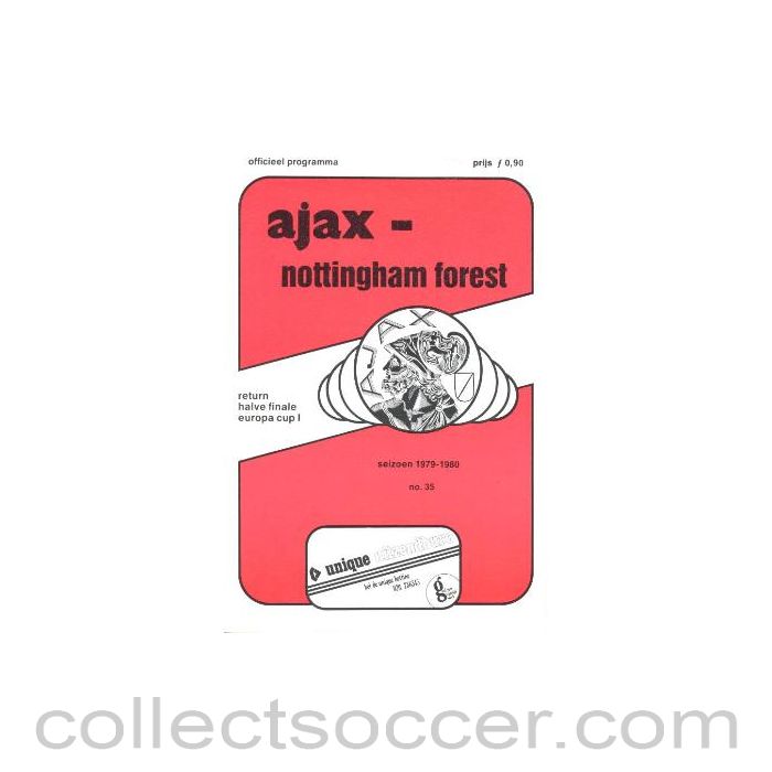 1979 - 1980 European Cup Semi-Final Ajax v Nottingham Forest official programme 1979-1980