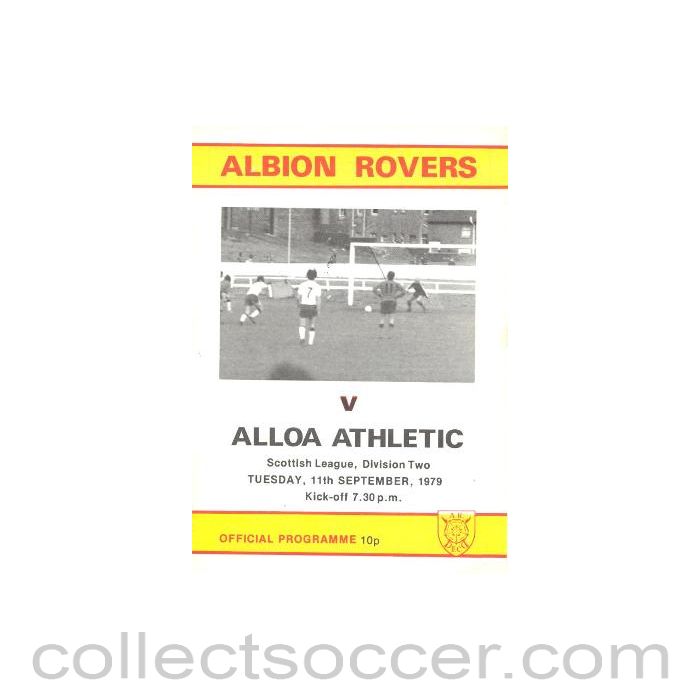 1979 - Albion Rovers v Alloa Athletic official programme 11/09/1979
