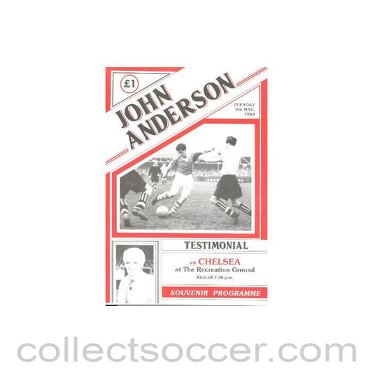 1989 - Aldershot v Chelsea official programme 09/05/1989 John Anderson Testimonial Match