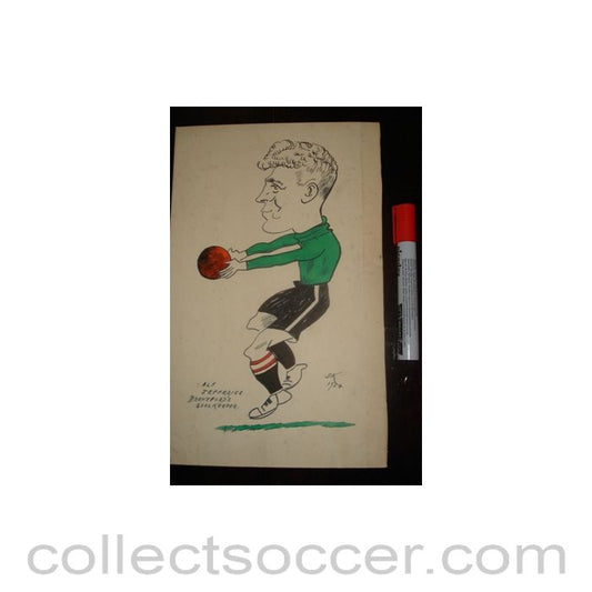 1954 - Alf Jefferies - Brentford's goalkeeper - Caricature 1954