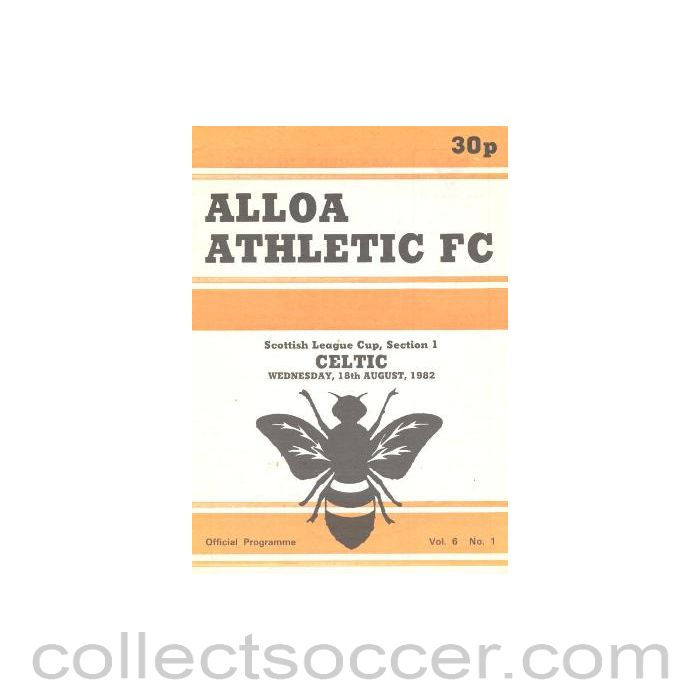 1982 - Alloa Athletic v Celtic official programme 18/08/1982 Scottish League Cup