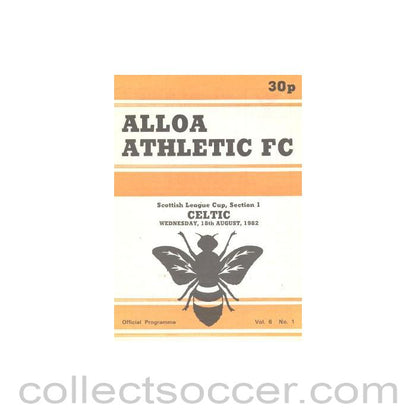 1982 - Alloa Athletic v Celtic official programme 18/08/1982 Scottish League Cup