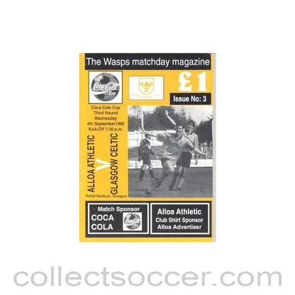 1996 - Alloa Athletic v Celtic official programme 04/09/1996 Coca-Cola Cup