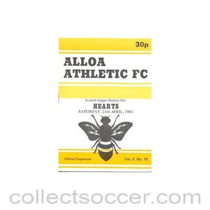 1983 - Alloa Athletic v Heart of Midlothian official programme 23/04/1983