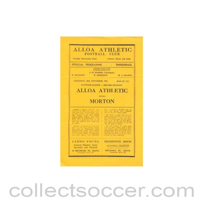 1963 - Alloa Athletic v Morton official programme 30/11/1963