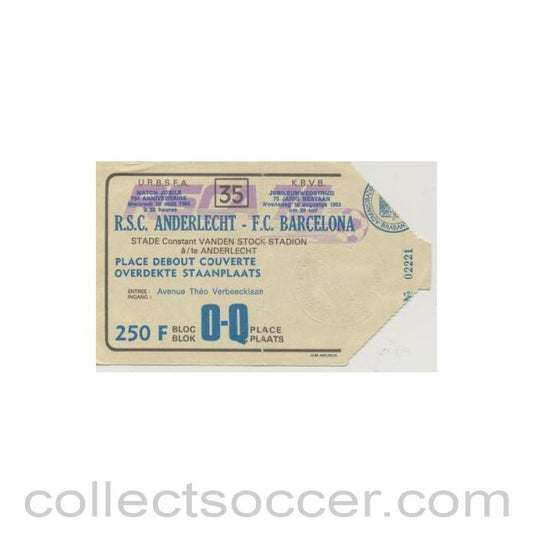 1983 - Anderlecht v Barcelona ticket 10/08/1983