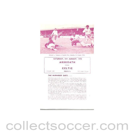 1972 - Arbroath v Celtic official programme 19/08/1972