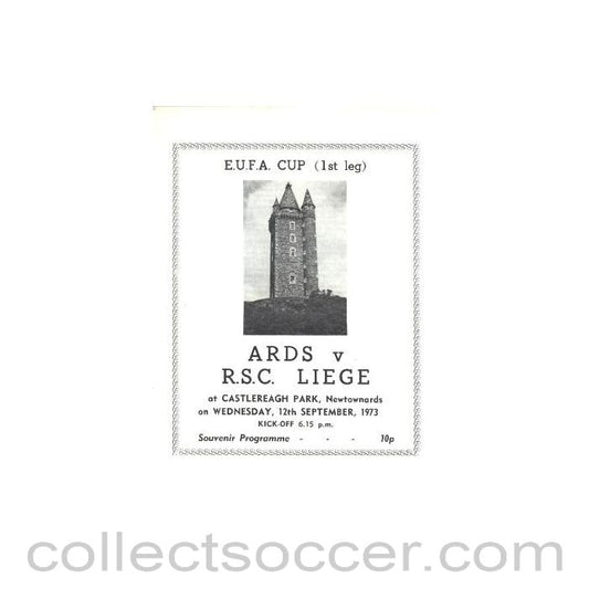1973 - Ards v Liege official programme 12/09/1973