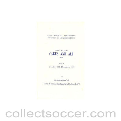 1955 - Army Football Association Fifth Annual Cakes and Ale 1955 menu