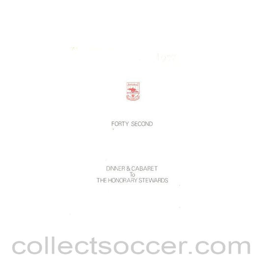 1978 - Arsenal - Dinner & Cabaret to The Honorary Stewards of Arsenal FC menu 04/12/1978
