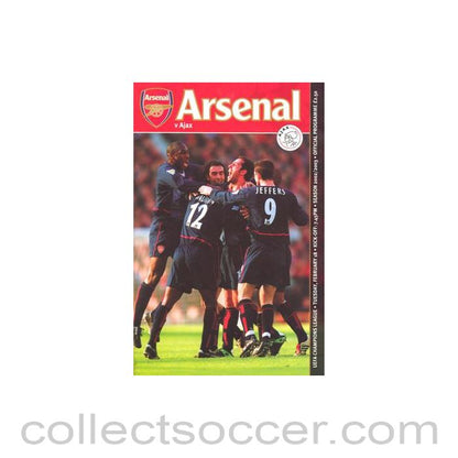 2003 - Arsenal v Ajax official programme 18/02/2003 Champions League