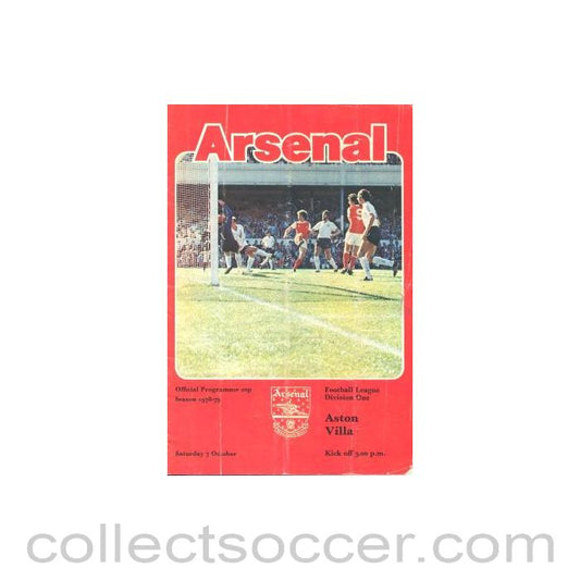 1978 - Arsenal v Aston Villa official programme 07/10/1978 Football League