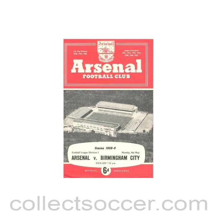 1959 - Arsenal v Birmingham City official programme 04/05/1959