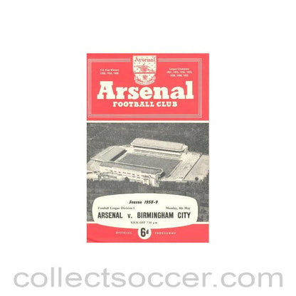 1959 - Arsenal v Birmingham City official programme 04/05/1959