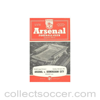 1956 - Arsenal v Birmingham official programme 14/04/1956 Football League