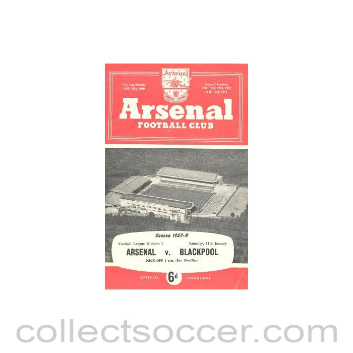1958 - Arsenal v Blackpool official programme 11/01/1958