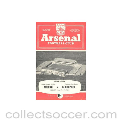 1958 - Arsenal v Blackpool official programme 11/01/1958