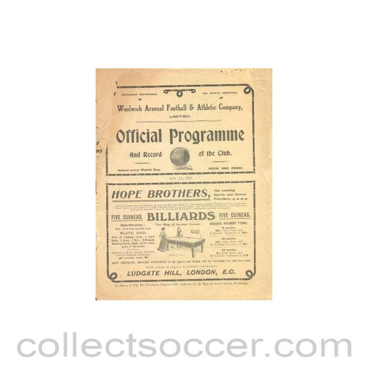 1908 - Arsenal v Bolton official programme 04/04/1908 Very Rare!