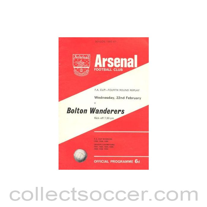 1967 - Arsenal v Bolton Wanderers official programme 22/02/1967