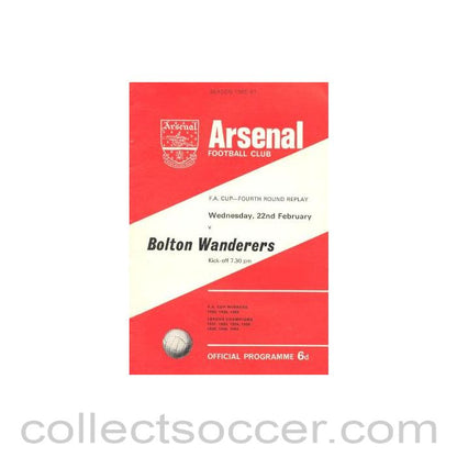 1967 - Arsenal v Bolton Wanderers official programme 22/02/1967
