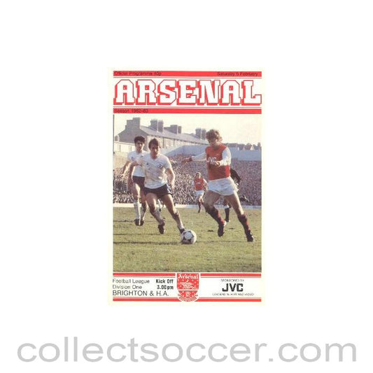 1983 - Arsenal v Brighton & Hove Albion official programme 05/02/1983 Football League