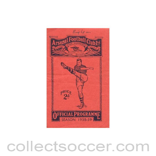1938 - Arsenal v Brighton & Hove Albion official programme 12/11/1938