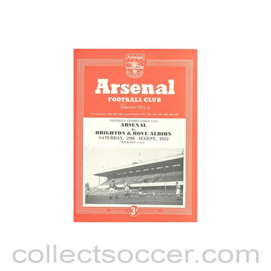 1953 - Arsenal v Brighton & Hove Albion official programme 29/08/1953