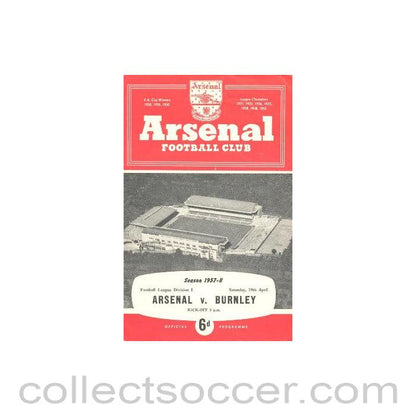1958 - Arsenal v Burnley official programme 19/04/1958