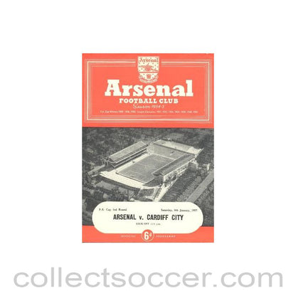 1955 - Arsenal v Cardiff City official programme 08/01/1955