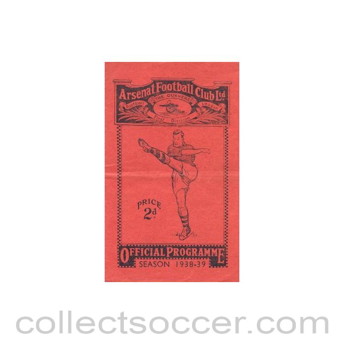 1939 - Arsenal v Charlton Athletic official programme 21/01/1939