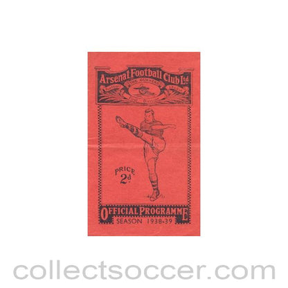 1939 - Arsenal v Charlton Athletic official programme 21/01/1939