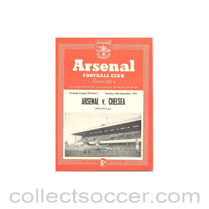 1953 - Arsenal v Chelsea official programme 08/09/1953