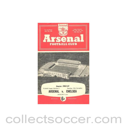 1960 - Arsenal v Chelsea official programme 12/11/1960