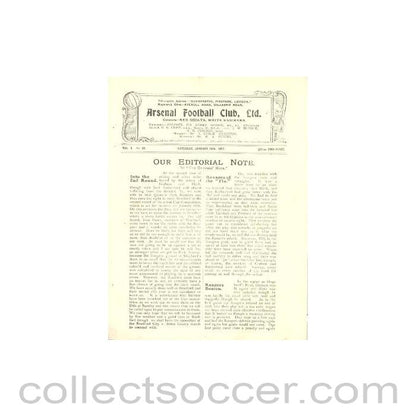 1922 - Arsenal v Chelsea official programme 14/01/1922