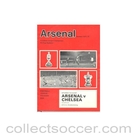 1971 - Arsenal v Chelsea official programme 14/08/1971
