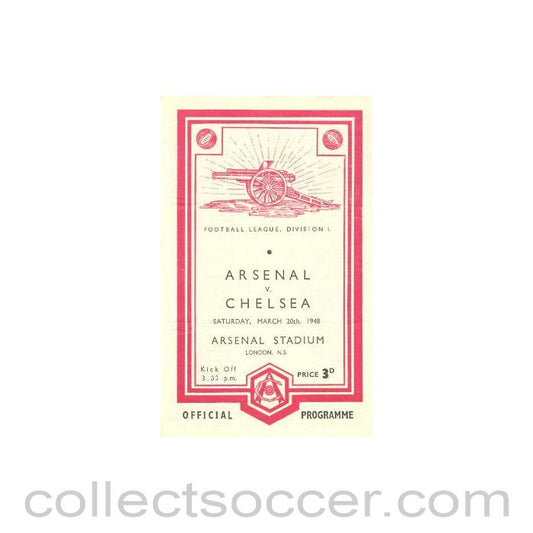 1948 - Arsenal v Chelsea official programme 20/03/1948