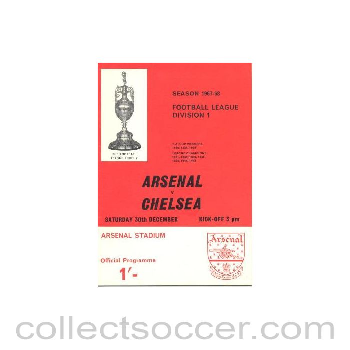 1967 - Arsenal vChelsea official programme 30/12/1967