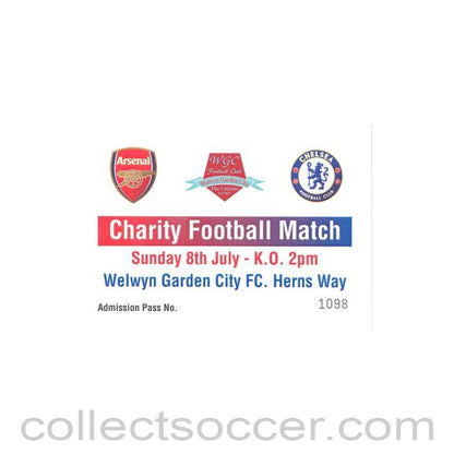 Arsenal v Chelsea pass at Welwyn Garden City FC Charity Match